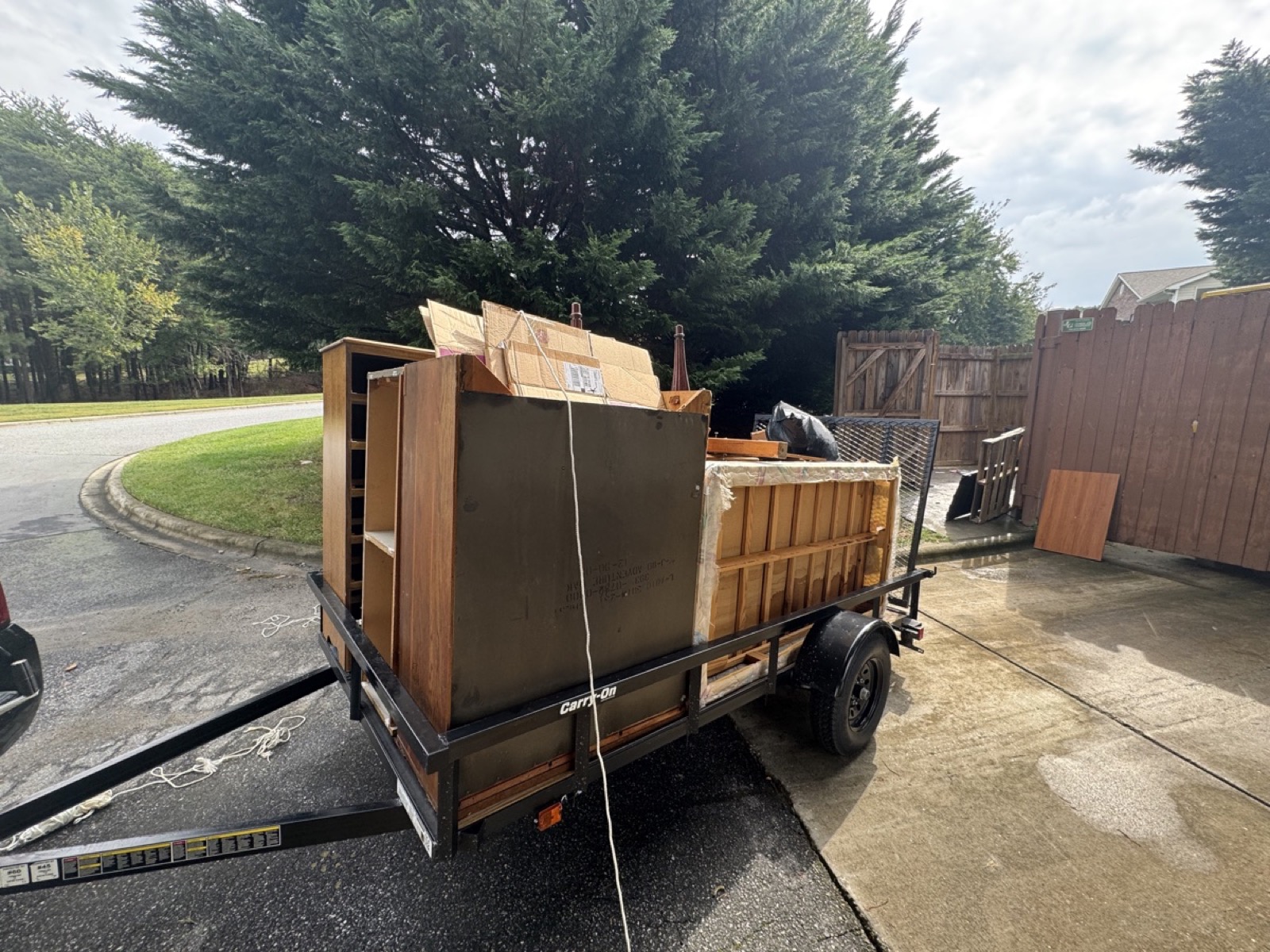 Trailer loaded during a foreclosure cleanout in the Triad NC